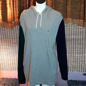 TOMMY GRAY&BLUE  Hoodie‎ Shirt L